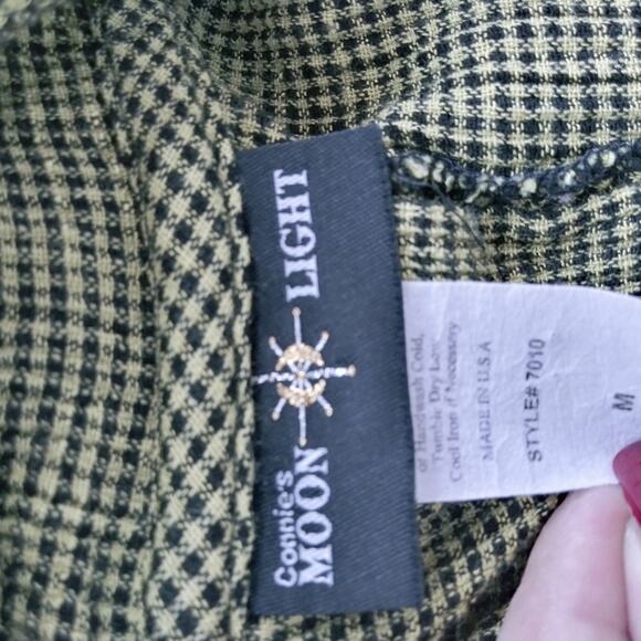 Connies Moon Light Green Black Lagenlook Asymmetrical Top M - Picture 7 of 8